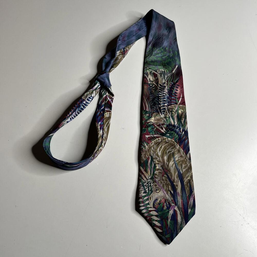 Nature's Museum Collection Tie Mens One Size Multicolor Dinosaur Jungle Novelty